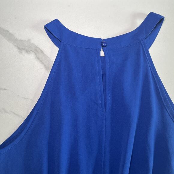PRETTY GARDEN Royal Blue Maxi Dress Casual Halter Neck Pleated Size Small NWOT - Picture 11 of 12